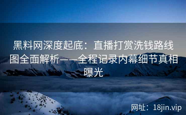 黑料网深度起底：直播打赏洗钱路线图全面解析——全程记录内幕细节真相曝光
