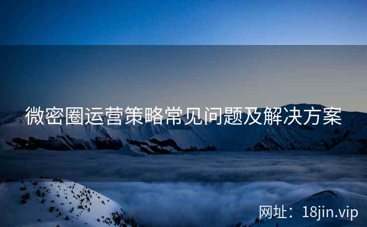 微密圈运营策略常见问题及解决方案